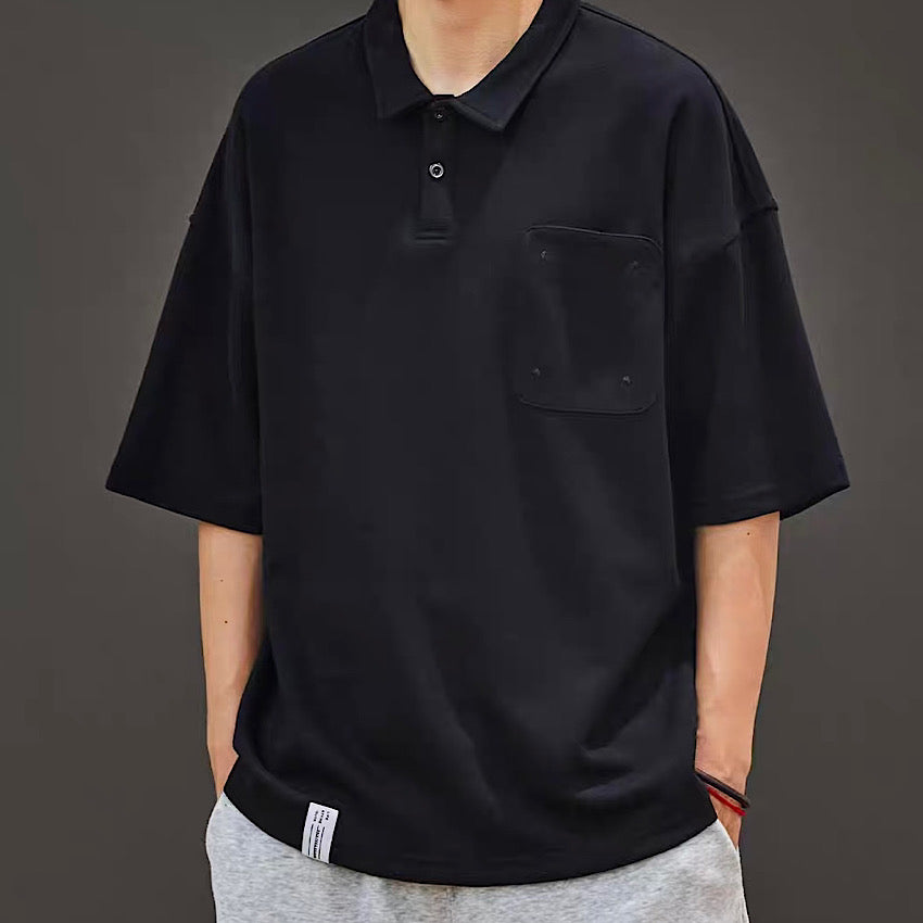 ステッチ オーバーサイズ シンプルポロシャツ(2Colors)250542