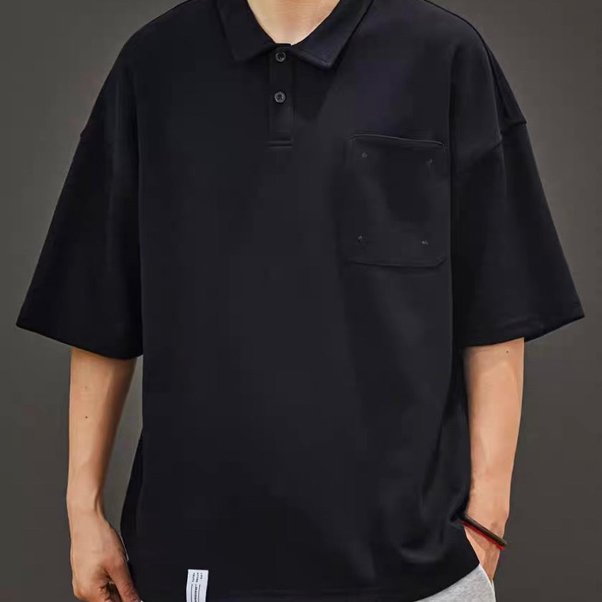 ステッチ オーバーサイズ シンプルポロシャツ(2Colors)250542