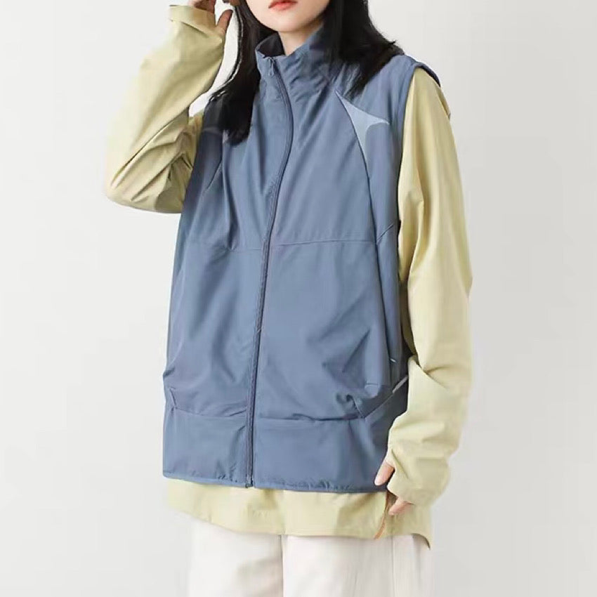 ジップ付ポケット スタンドカラーベスト(3Colors)250226