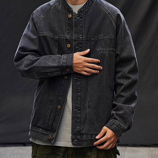 スタンドカラー ウォッシュドデニム ジャケット(2Colors)240756