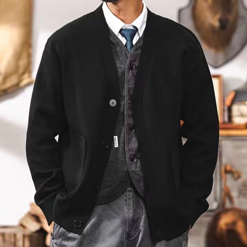 ロゴ付 Vネック カーディガン(3Colors)241182