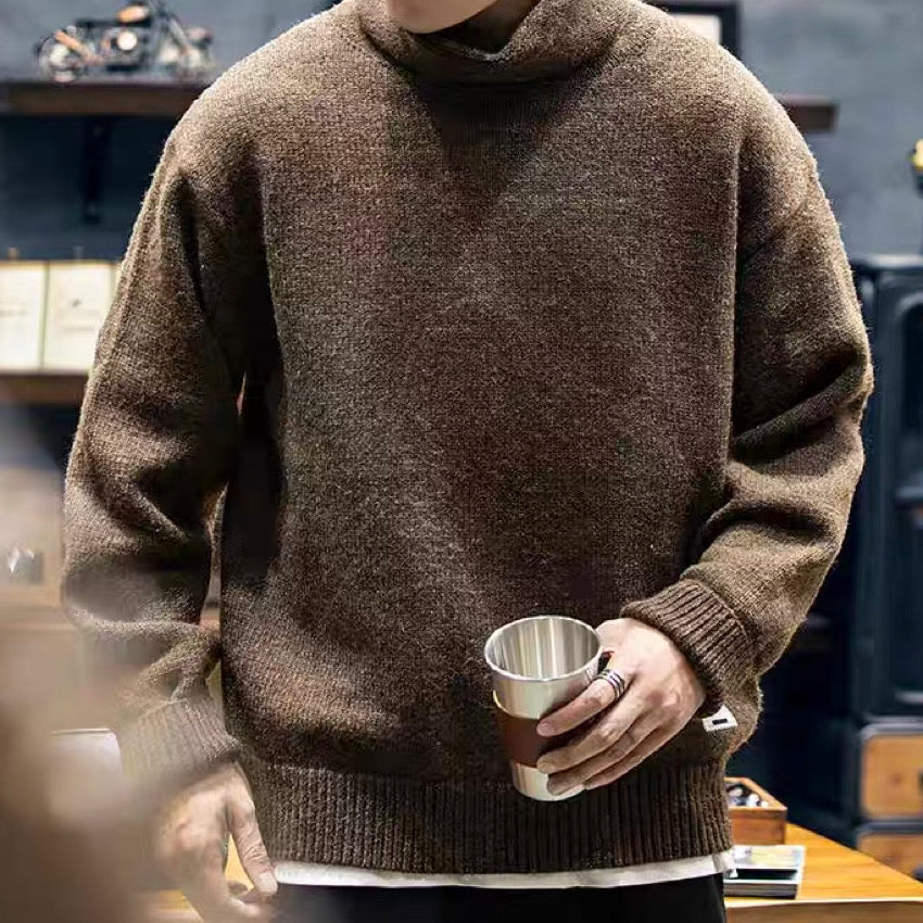 エルボーパッチ付 タートルネック ニットプルオーバー(2Colors)241009