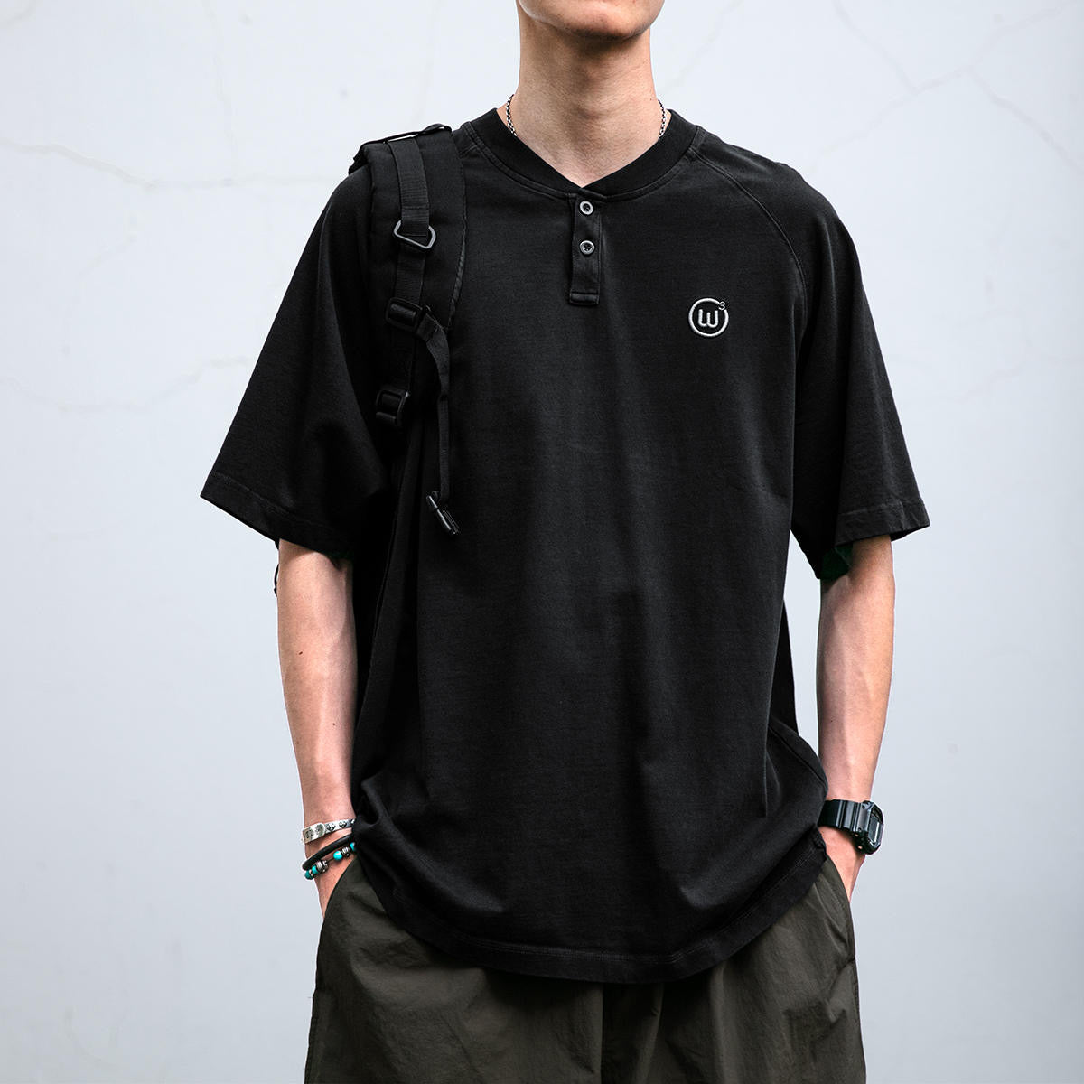 ラグランスリーブ ヘンリーネックTシャツ(2Colors)250645