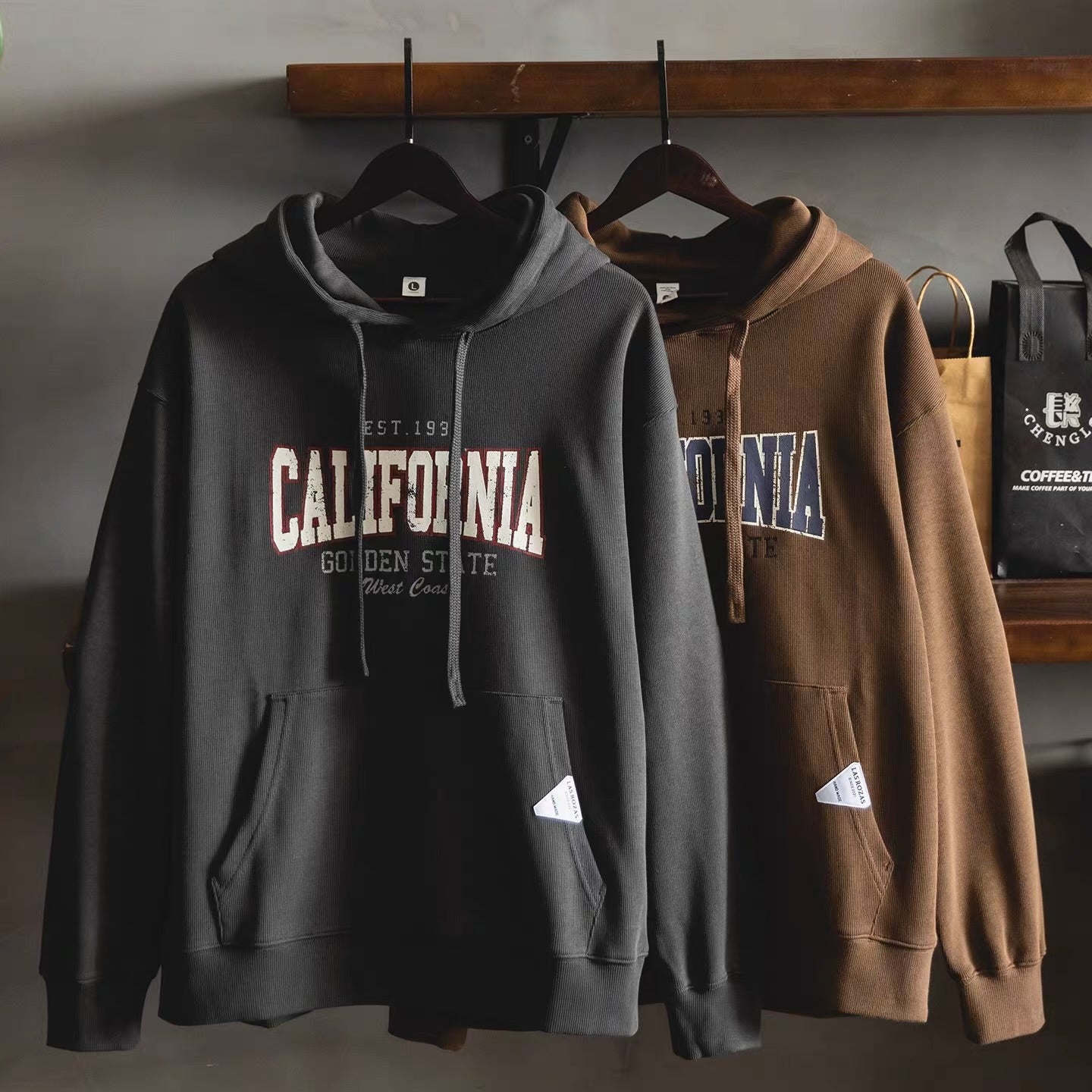 ユーズドテイスト プリント フーディー(2Colors)260123