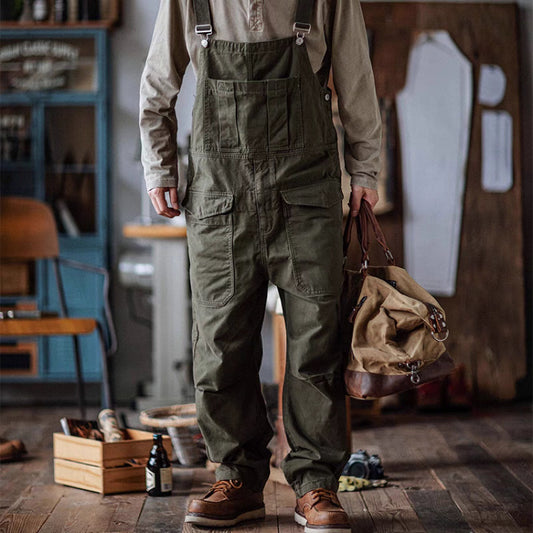 ウォッシュ加工 マルチポケット付 オーバーオール(2Colors)240794