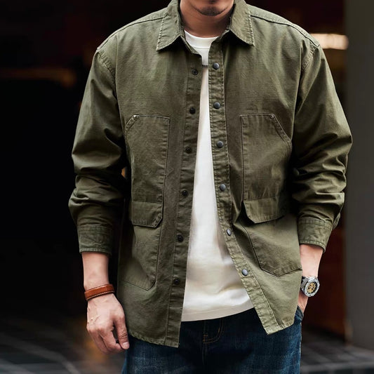 ビッグポケット付 ウォッシュド ワークシャツ(2Colors)250771