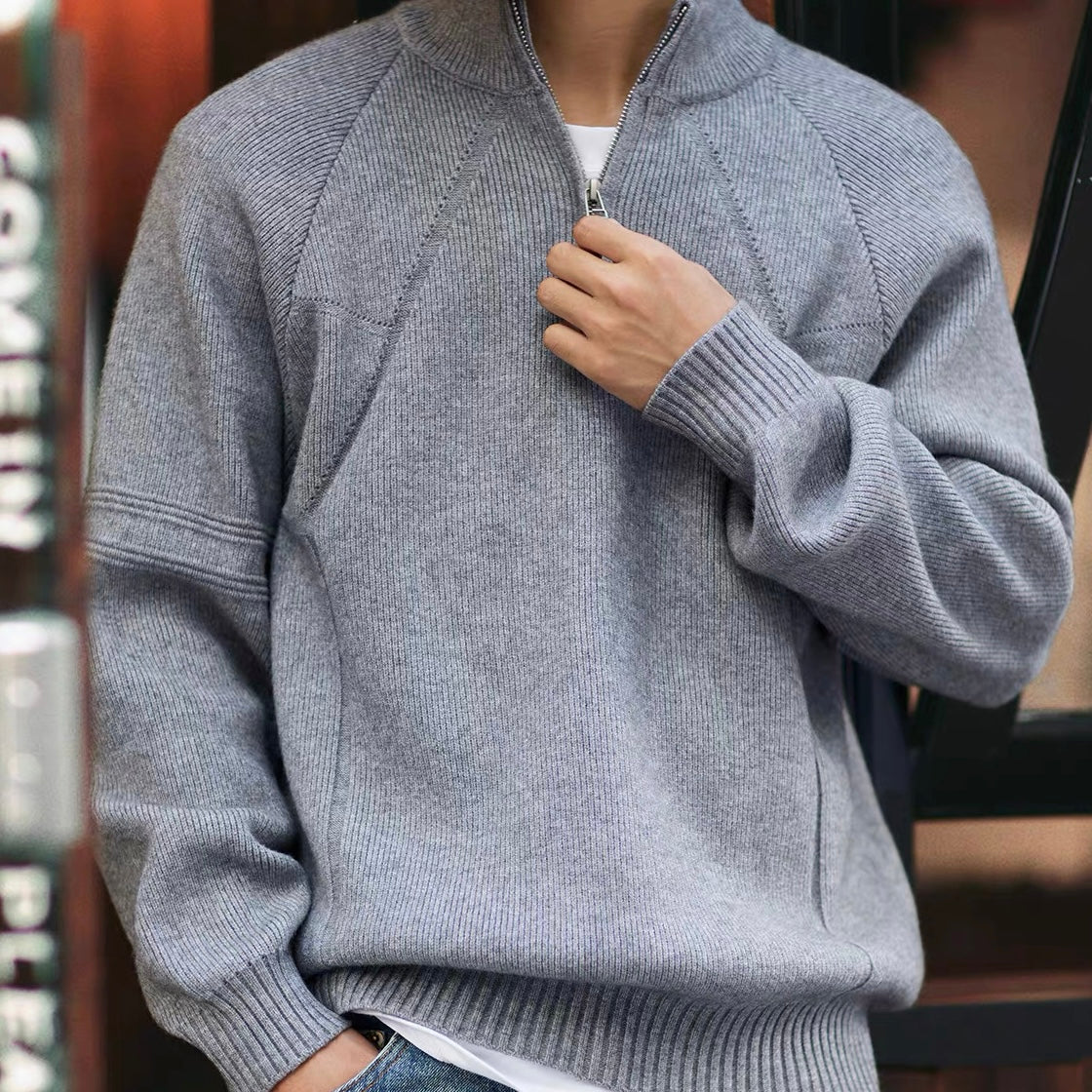 ハーフジップ ハイネック セーター(2Colors)250891