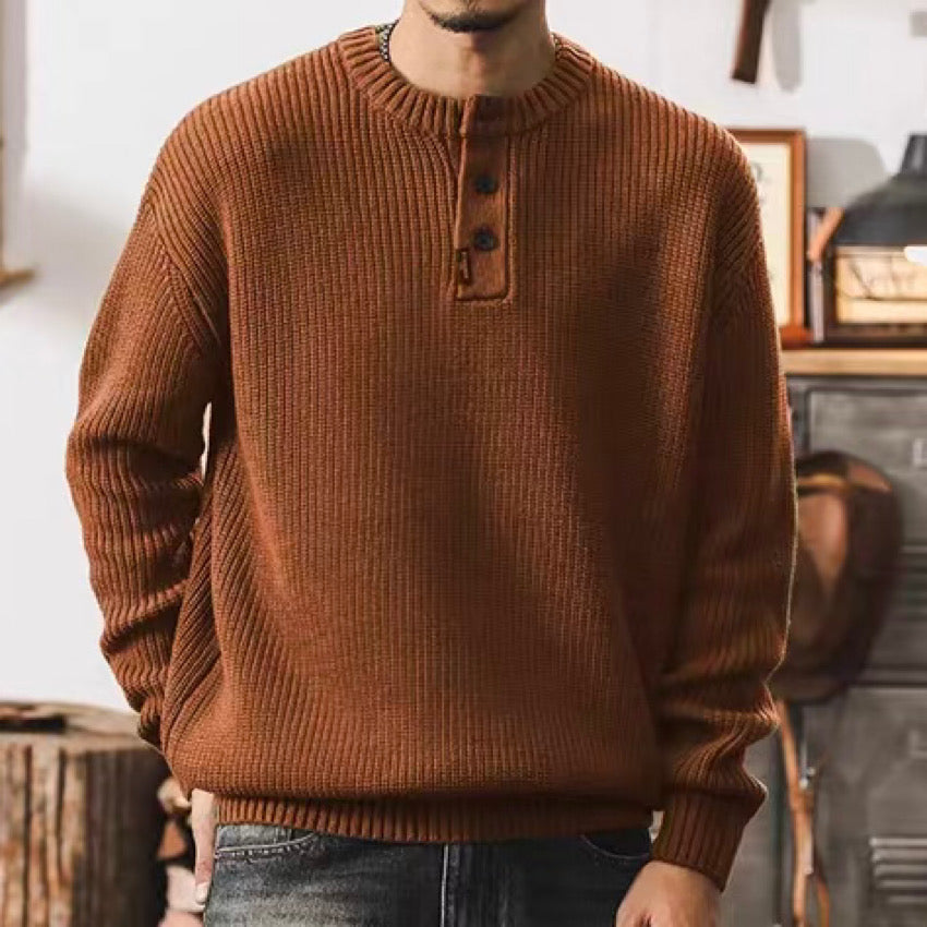 ハーフボタン ベーシック ニットセーター(4Colors)240940