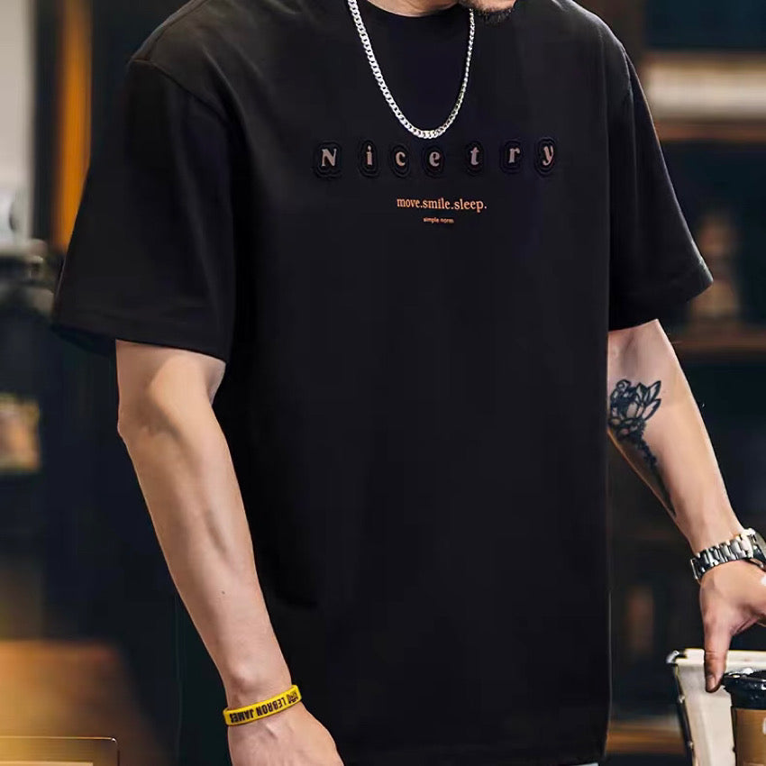 立体ロゴ シンプル 半袖Tシャツ(2Colors)250267