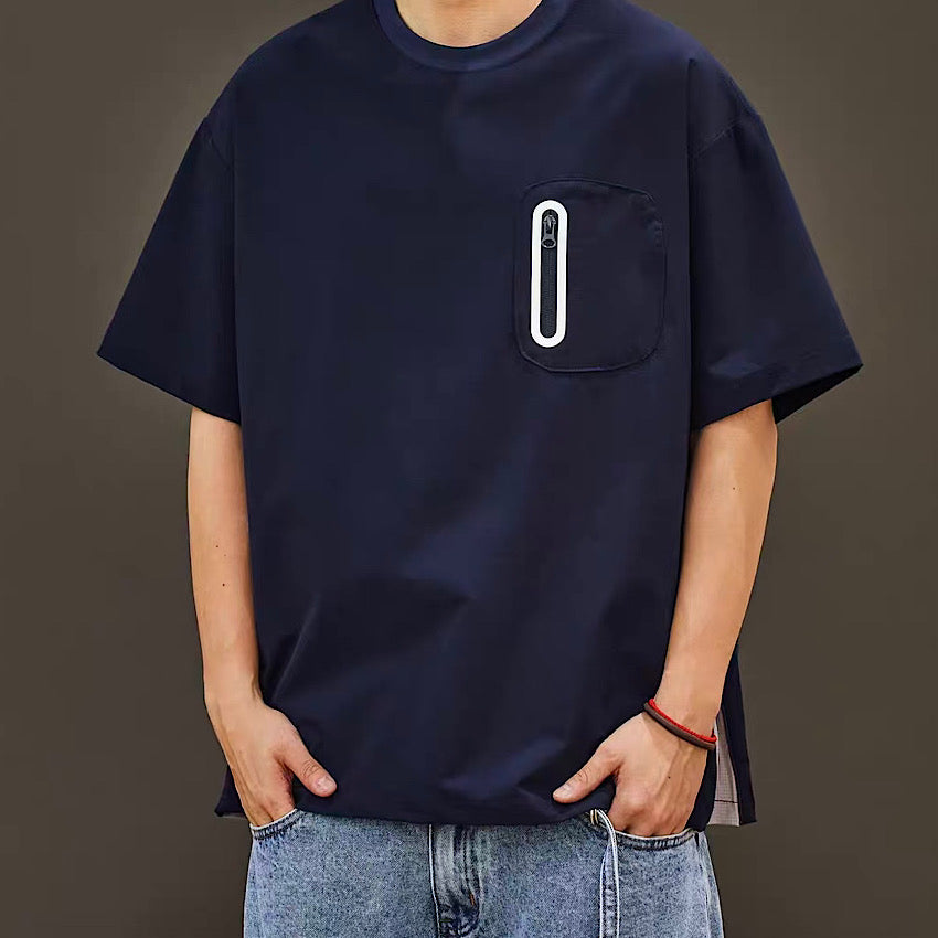 サイドジップ 胸ポケット付 半袖Tシャツ(3Colors)250332