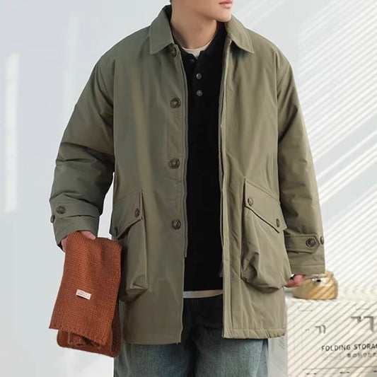 中綿入り 防寒 ミドル丈ジャケット(3Colors)240821