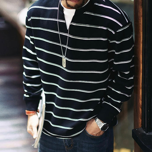 フェイクレイヤード ボーダー スウェットプルオーバー(2Colors)250647