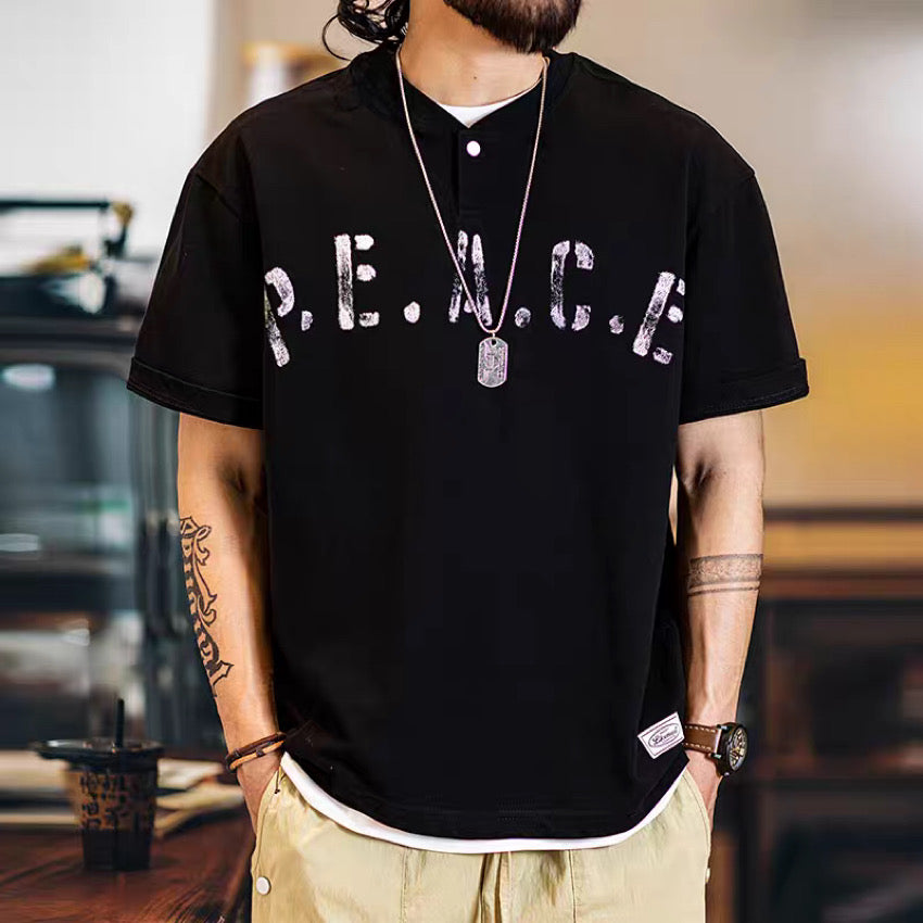 ビッグロゴ ヘンリーネックTシャツ(2Colors)250339
