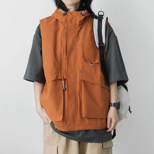 マルチポケット フード付 オーバーサイズベスト(2Colors)240195