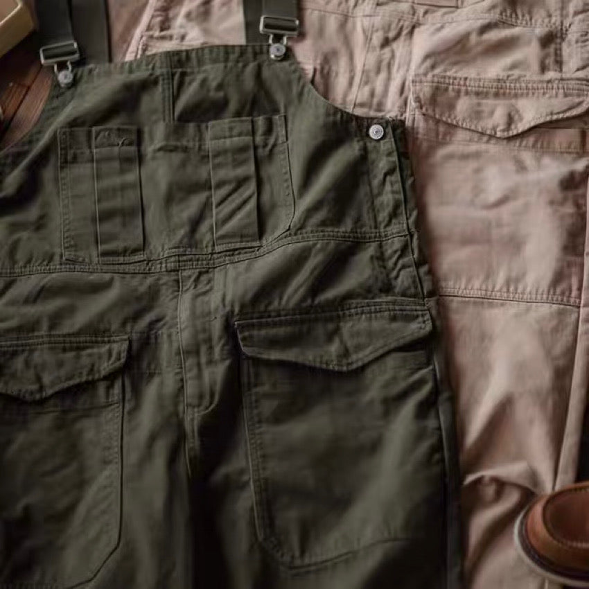 ウォッシュ加工 マルチポケット付 オーバーオール(2Colors)240794