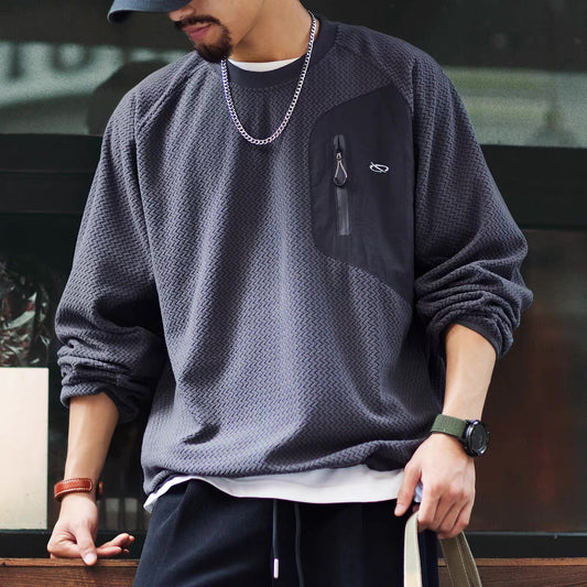 パッチポケット ウェーブテクスチャ プルオーバー(2Colors)250753