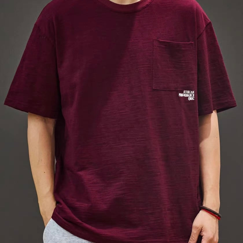 ワンポイントロゴ刺繍 シンプルTシャツ(3Colors)250607