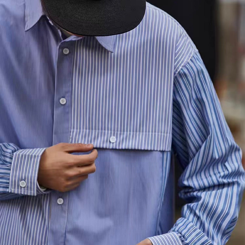 ストライプ クレイジーパターン 長袖シャツ(1Color)240124