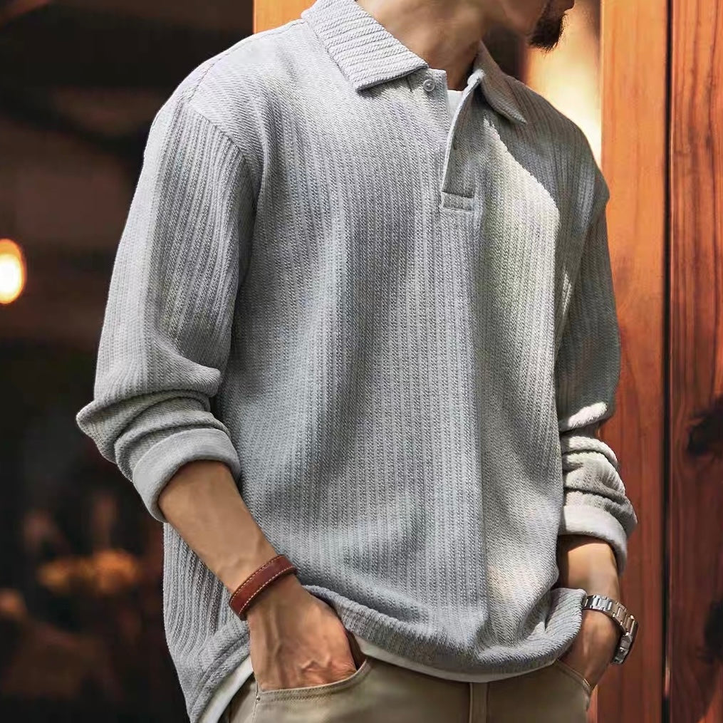 フェイクレイヤード ポロカラー ニットプルオーバー(2Colors)250856