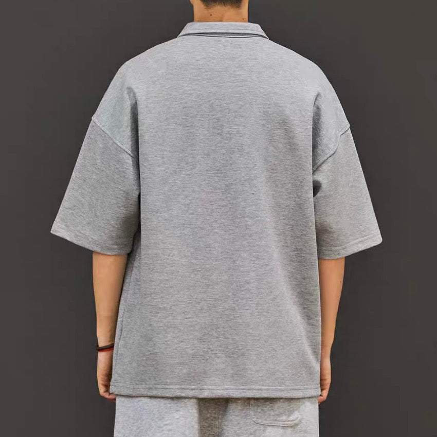 ステッチ オーバーサイズ シンプルポロシャツ(2Colors)250542