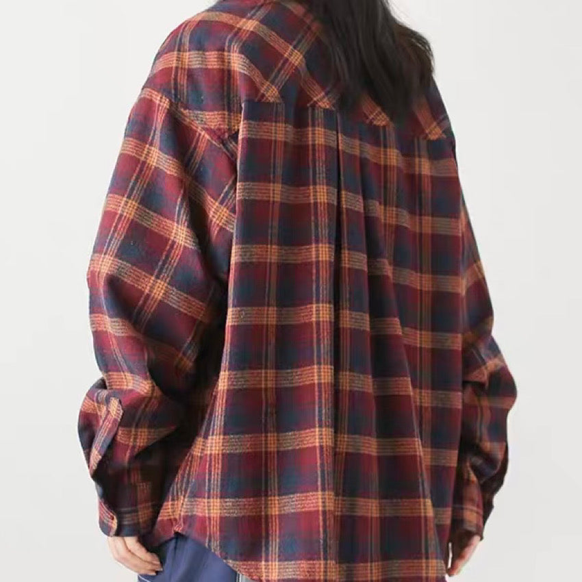 デザイン胸ポケット付 チェックシャツ(3Colors)250254