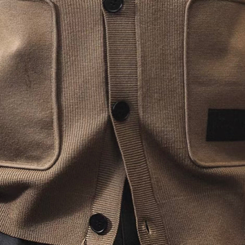 ロゴ付 Vネック カーディガン(3Colors)241182