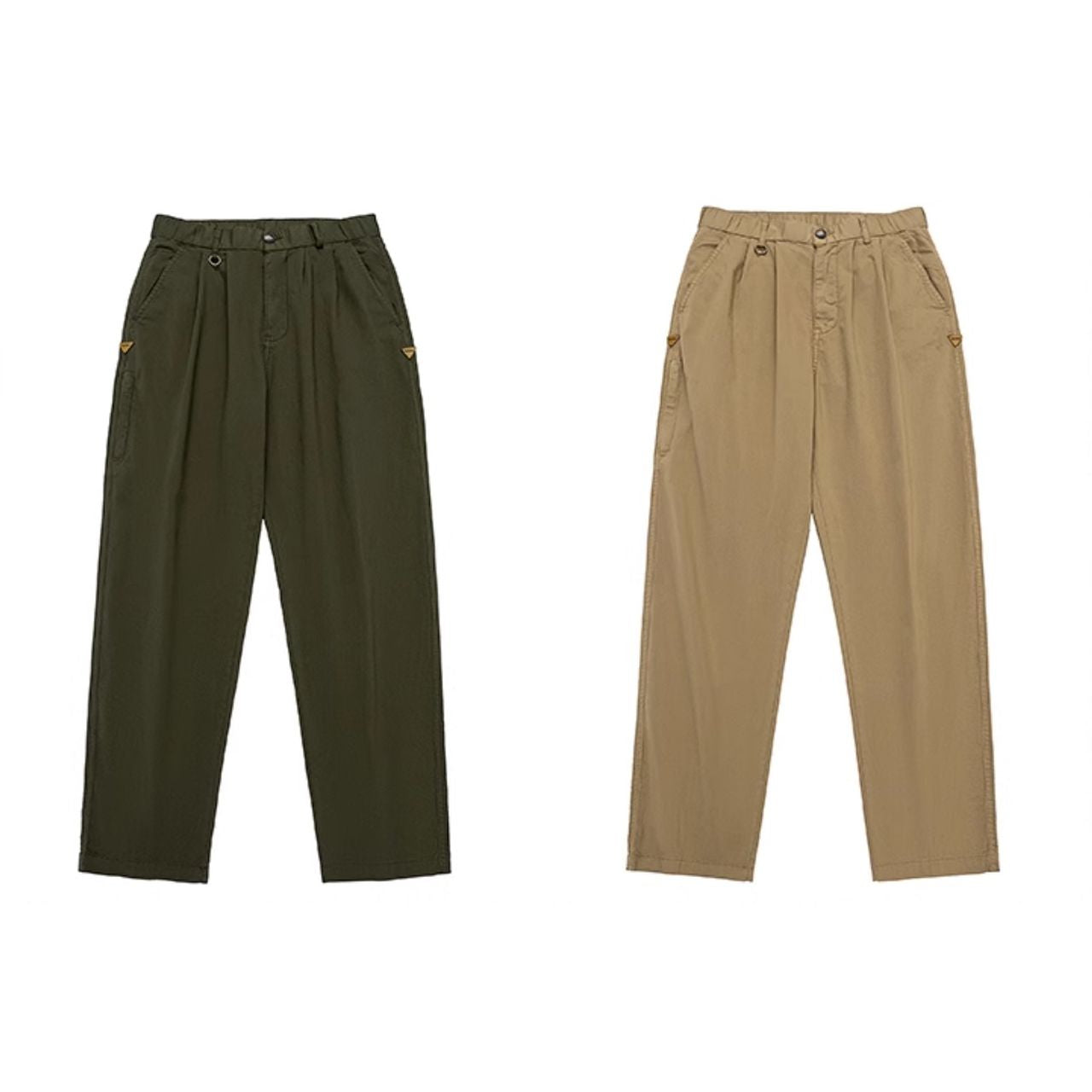 ジップ付ポケット ツータック ストレートパンツ(4Colors)240394