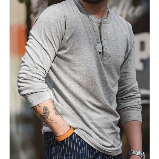 アメリカンヴィンテージ ヘンリーネック ロングTシャツ(2Colors)- T229