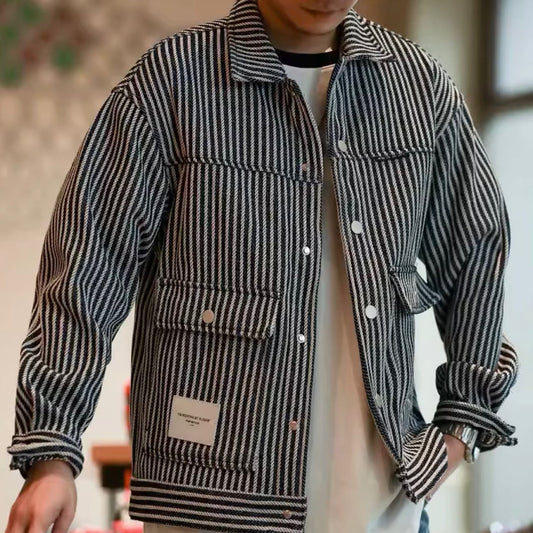 ヘビーウェイト ストライプ デニムジャケット(1Color)- F347