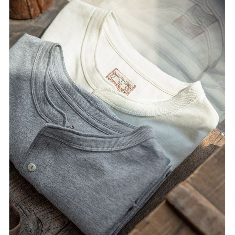アメリカンヴィンテージ ヘンリーネック ロングTシャツ(2Colors)- T229