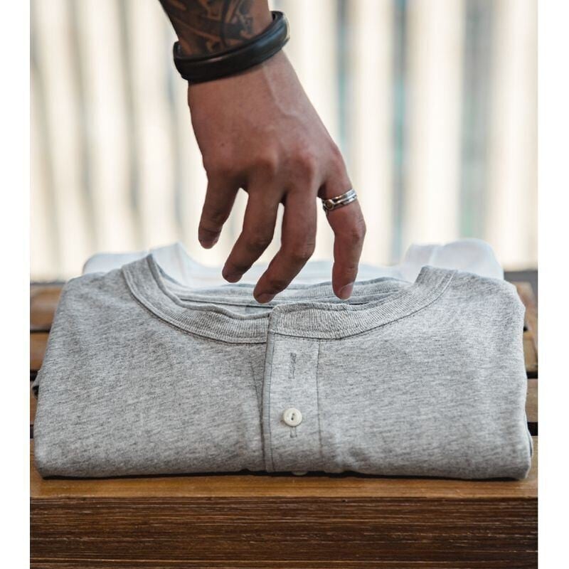 アメリカンヴィンテージ ヘンリーネック ロングTシャツ(2Colors)- T229