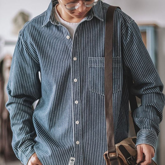 ストライプ デニム ワークシャツ(2Colors)- B994