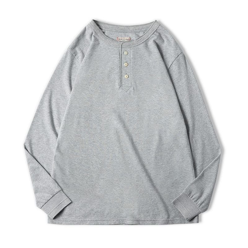 アメリカンヴィンテージ ヘンリーネック ロングTシャツ(2Colors)- T229