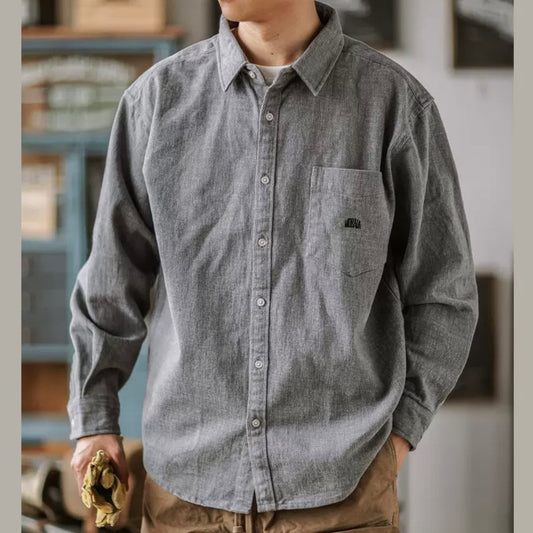 ベーシック コットン ワークシャツ(4Colors)- A413