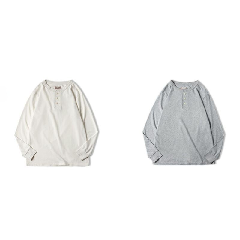 アメリカンヴィンテージ ヘンリーネック ロングTシャツ(2Colors)- T229