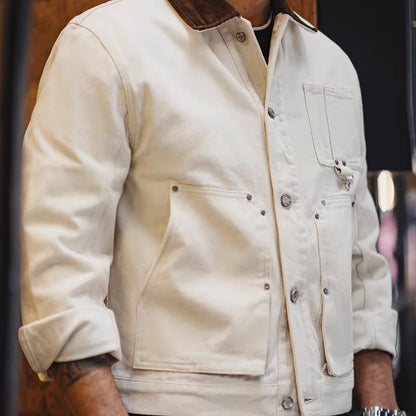 コーデュロイ襟 ホワイト ワークジャケット（1Color）260088