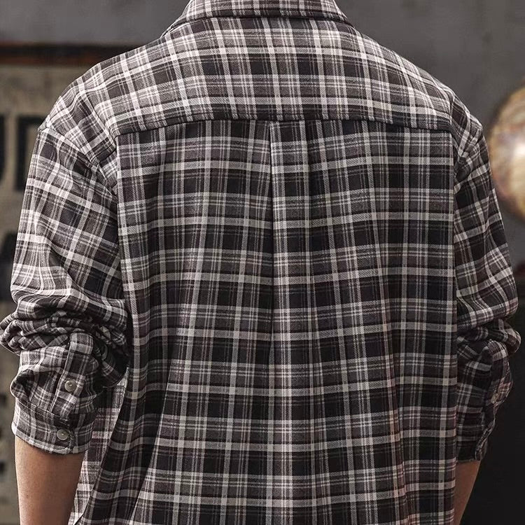 胸ポケット付 レトロチェックシャツ（2Colors）260175