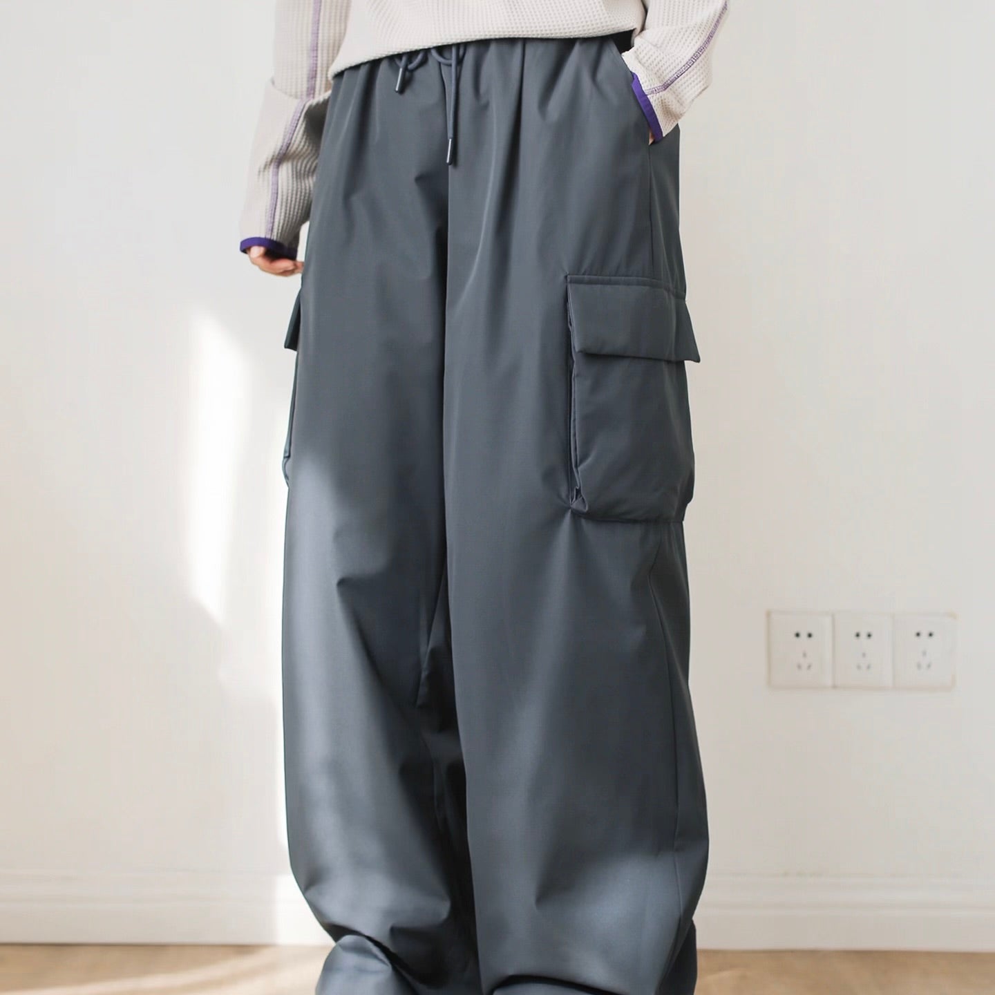 裾ドローコード付 ワイド ダウンパンツ（3Colors）251031