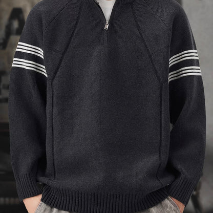 ラインデザイン ハーフジップ セーター（3Colors）251078