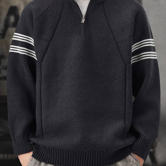 ラインデザイン ハーフジップ セーター（3Colors）251078