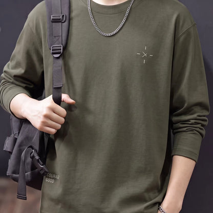 シンプル ワンポイント刺繍 長袖Tシャツ（3Colors）260639