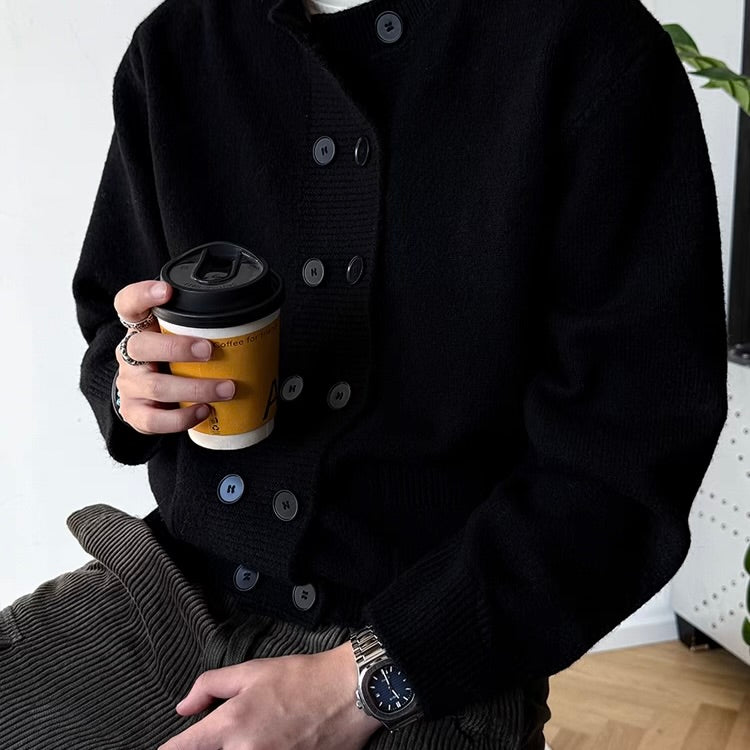 ダブルボタン デザインニットカーディガン（2Colors）250950