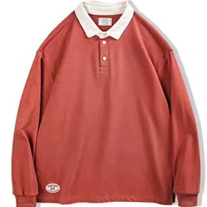 カレッジ ブロックカラー 長袖ポロシャツ（2Colors）240016