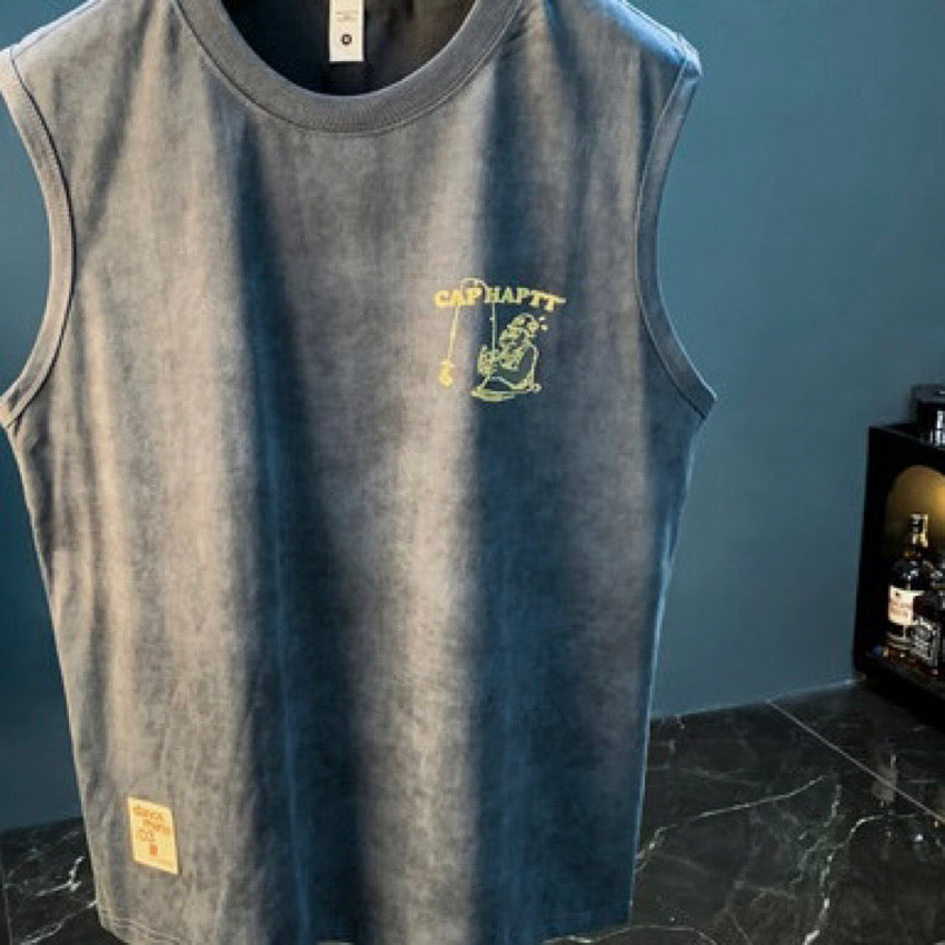 バックプリント ウォッシュド ノースリーブTシャツ（4Colors）250550