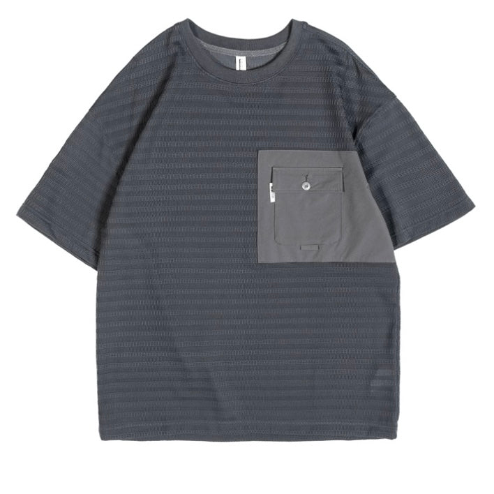 パッチポケット付 テクスチャーTシャツ（2Colors）250617