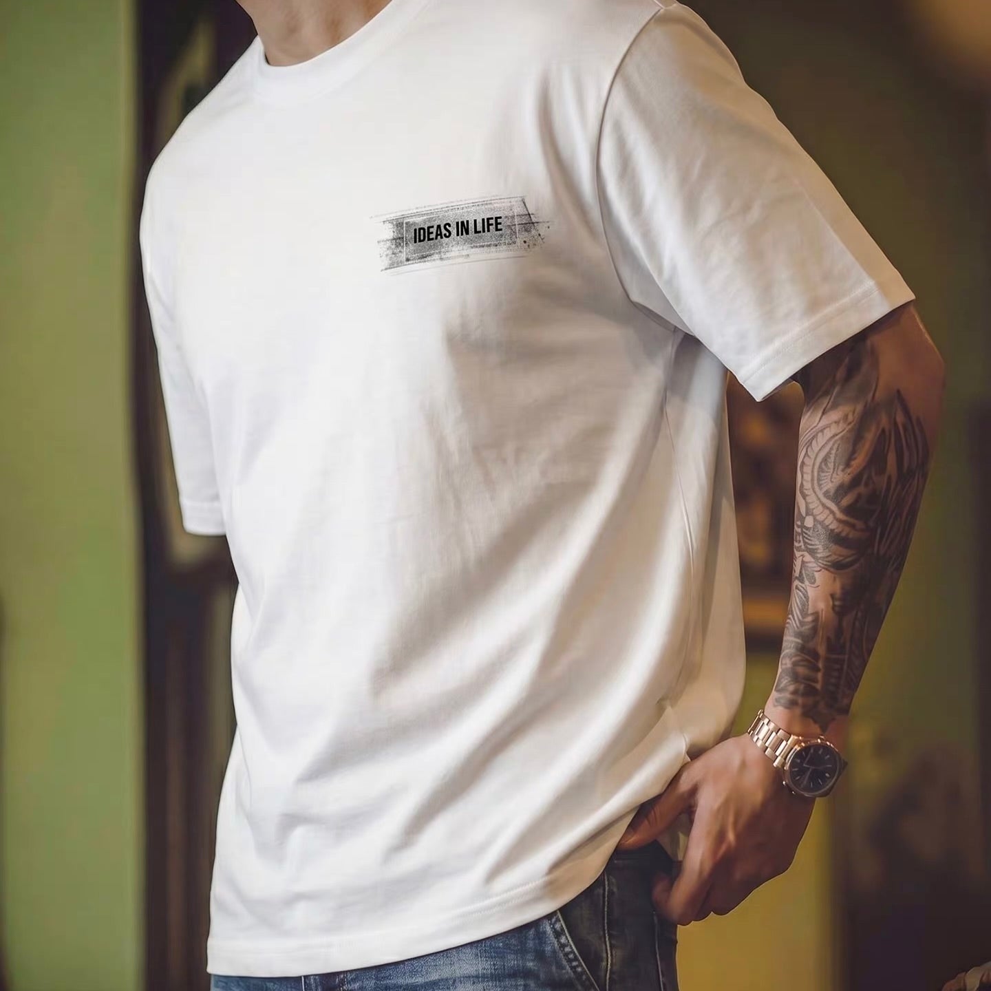 ダーティプリント シンプルTシャツ（2Colors）260374