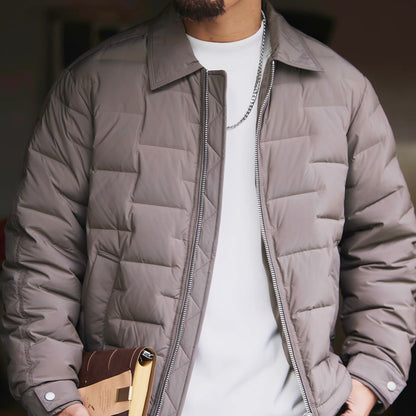 スクエア柄 襟付きダウンジャケット（2Colors）251024