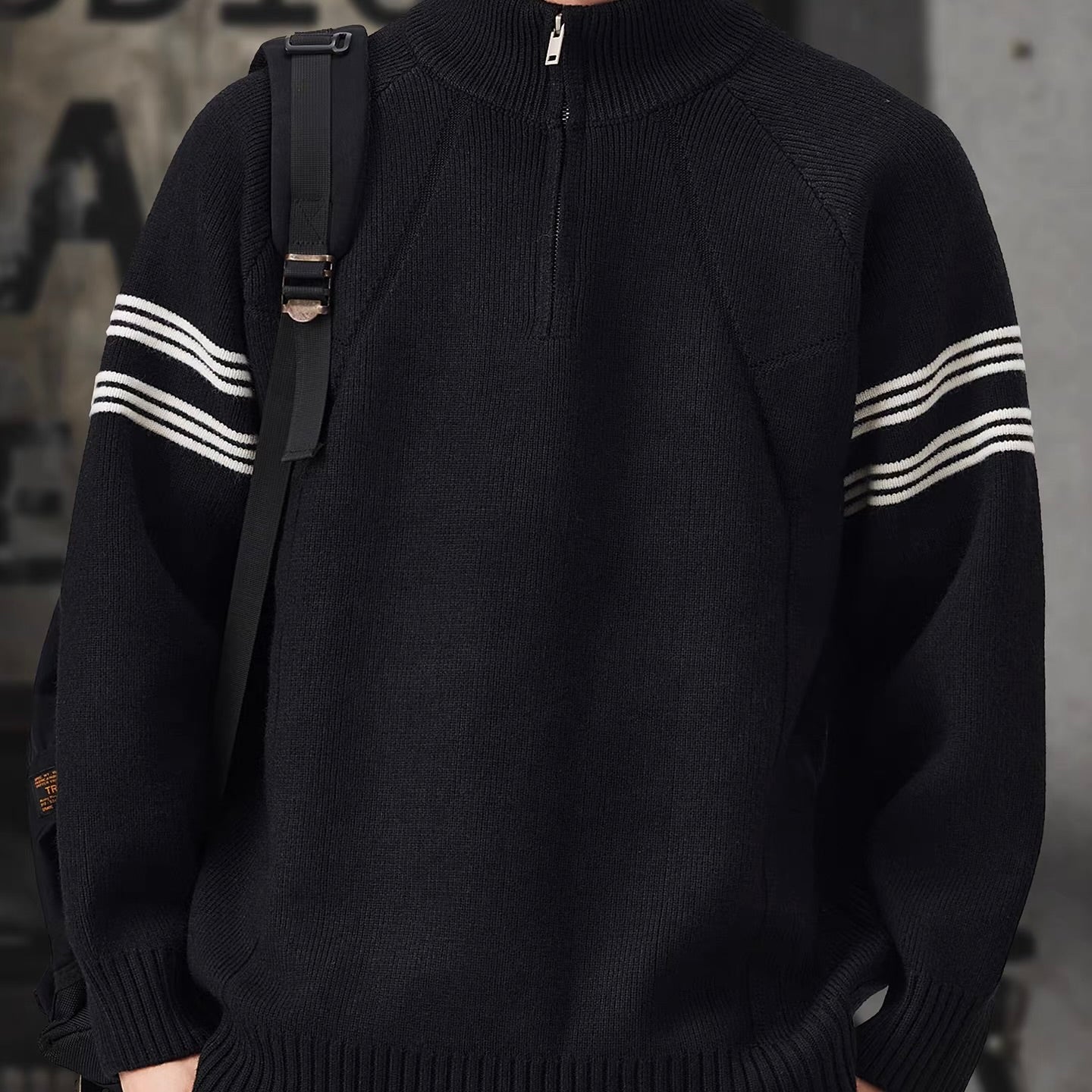 ラインデザイン ハーフジップ セーター（3Colors）251078