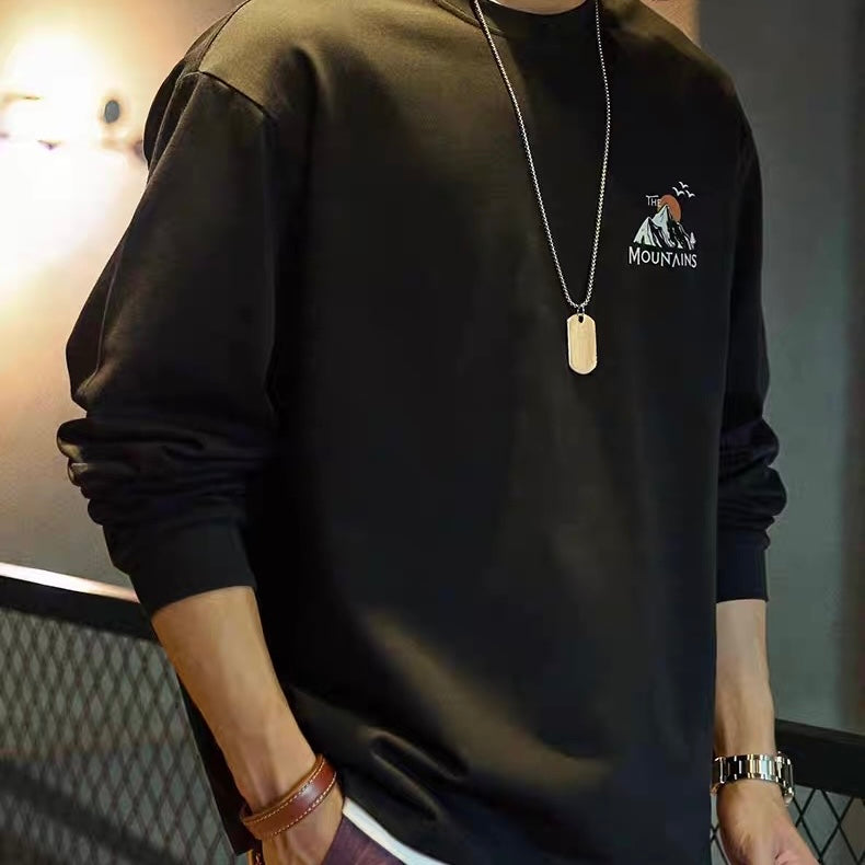 アクセントカラー バックプリント長袖Tシャツ（1Color）250728