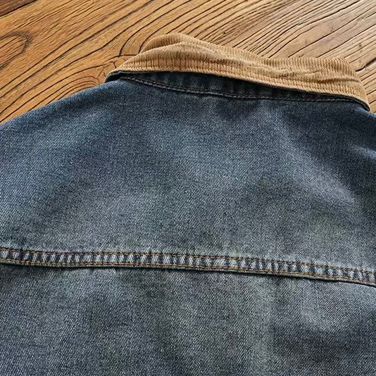 コーデュロイ襟 ウォッシュドデニムジャケット（1Color）240583